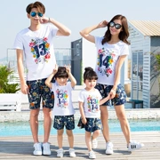 Trạm châu âu cha mẹ và con mặc mùa hè người thân t-shirt bông gia đình những người yêu thích 1314 gia đình nhà ba thời trang thời trang 5