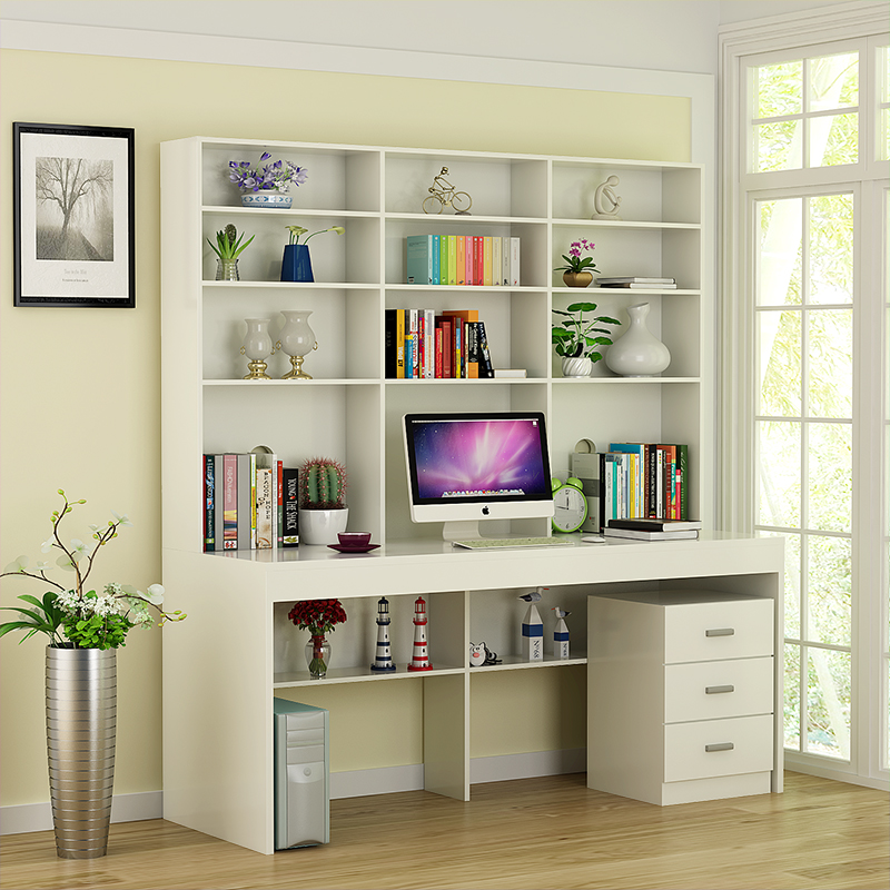 Desktop Computer Desk Simple And Modern Desk Bookcase Combination