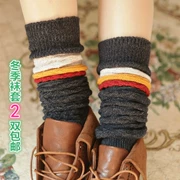 2 đôi vớ len ấm áp qua đầu gối vớ Giày Hàn Quốc đặt miếng đệm đầu gối xà cạp cao chân nữ