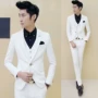 Phù hợp với nam giới thiết lập Hàn Quốc phiên bản của phù hợp với nam giới ba mảnh phù hợp với màu trắng tinh khiết chuyên nghiệp hôn nhân chú rể phù rể váy áo vest nam