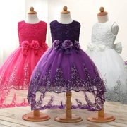 Châu Âu và Hoa Kỳ vụ nổ váy đuôi váy trẻ em lưới tutu váy hoa ren sequin váy cưới hoa cô gái váy ZQ152