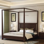 Pine 2 người cung cấp hướng dẫn cài đặt cấu trúc khung thiết kế tổng thể cạnh giường đồ gỗ vững chắc bốn trụ cột