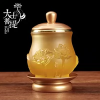 Буддийские принадлежности Тайвань Стеклянная чашка для подачи воды Чашка из чистой меди для чашки Будды Чашка для очистки воды Чашка лотоса для святой воды Украшение Будды