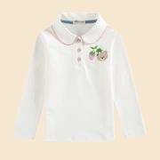 Áo thun bé gái dài tay 2018 cotton trẻ em học sinh ve áo sơ mi trắng sơ mi bé mùa thu