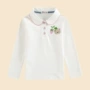 Áo thun bé gái dài tay 2018 cotton trẻ em học sinh ve áo sơ mi trắng sơ mi bé mùa thu áo thun bé gái 1 tuổi