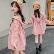 Áo khoác bé gái áo gió dài phần bé gái Hàn Quốc áo khoác mỏng tay dài 2018 mới to boy mùa thu đông - Áo khoác