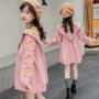 Áo khoác bé gái áo gió dài phần bé gái Hàn Quốc áo khoác mỏng tay dài 2018 mới to boy mùa thu đông - Áo khoác áo phao mùa đông bé trai