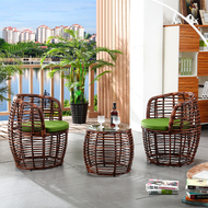 Ban công mây bàn ghế ngoài trời giải trí ghế wicker đồ nội thất Châu Âu vườn bảng và ghế không thấm nước kem chống nắng ngoài trời ba mảnh