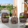 Ban công mây bàn ghế ngoài trời giải trí ghế wicker đồ nội thất Châu Âu vườn bảng và ghế không thấm nước kem chống nắng ngoài trời ba mảnh bàn ghế ban công