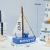 Trang trí mô hình tàu buồm Địa Trung Hải để làm thủ công cũ thuyền vỏ màu xanh và trắng thuyền nhà phòng khách trang trí phòng ăn trang trí 