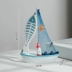 Trang trí mô hình tàu buồm Địa Trung Hải để làm thủ công cũ thuyền vỏ màu xanh và trắng thuyền nhà phòng khách trang trí phòng ăn trang trí 