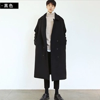Áo khoác mùa đông mùa thu vai áo len nam giới thanh niên Hàn Quốc phần dài lỏng dày trên đầu gối áo len áo kaki nam
