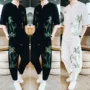 2019 mới phong cách Trung Quốc cotton và lanh tay ngắn lanh quần áo nam Tang phù hợp với quần áo cổ tích nam phong cách cổ xưa. - Trang phục dân tộc những kiểu đồ bộ đẹp