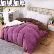 Màu sắc dày san hô chăn quilt đơn mảnh đôi mùa đông nhung chăn sang trọng ấm áp sinh viên đơn đôi - Quilt Covers