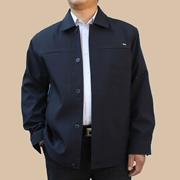 Người đàn ông trung niên mùa xuân và mùa thu mô hình khóa áo đơn hàng nút áo sơ mi giản dị cha tải kích thước lớn áo khoác lỏng lẻo