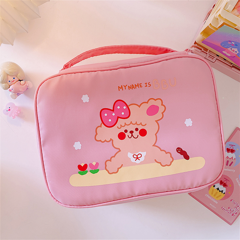 Pink BearIns wind waterproof high-capacity Girlish heart Cosmetic Bag With you lovely Portable travel Cosmetics Wash and gargle Storage bag