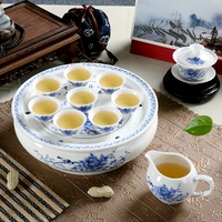 Чайный сервиз, комплект, глина, сине-белый заварочный чайник