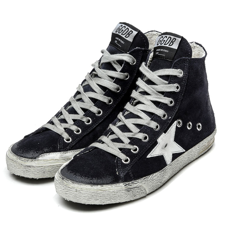 Blackthe republic of korea Jin Xiuxian Same Women's Shoes skate shoes genuine leather Make old Dirty shoes Side zipper stars High shoes lovers shoes