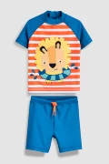 Quần áo trẻ em Tiếp theo đích thực 19 chàng trai mùa hè nam bé sư tử mẫu ngắn tay ngắn quần áo chống nắng áo tắm phù hợp - Đồ bơi trẻ em