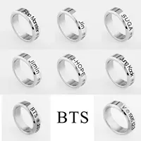 BTS bulletproof thanh thiếu niên giải đấu chính thức với xung quanh cá nhân + tập thể titanium thép với kim cương vòng sao nổ đeo nhẫn ngón trỏ