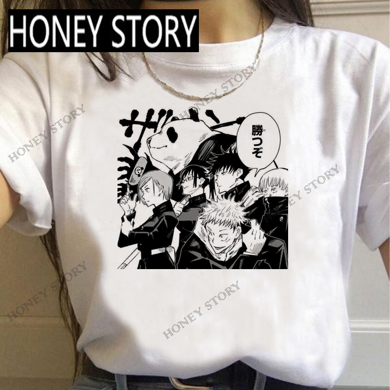 25819 WhiteJapanese Anime T Shirt comic Spell return war printing men and women T-shirt trend personality Short sleeve