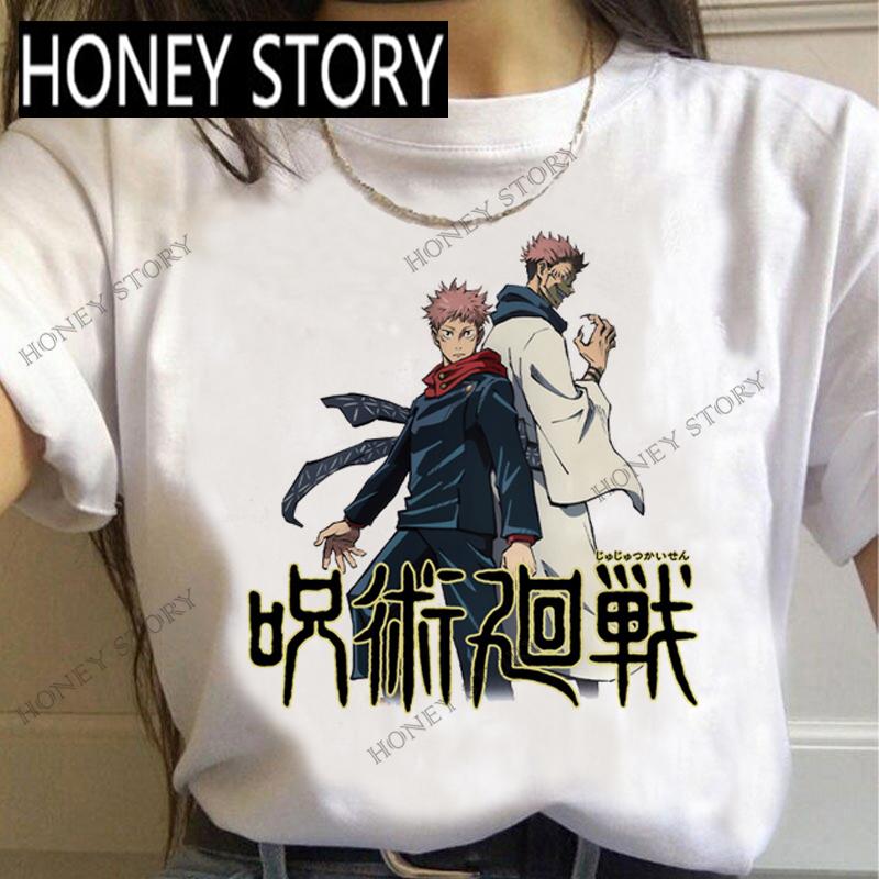25816 WhiteJapanese Anime T Shirt comic Spell return war printing men and women T-shirt trend personality Short sleeve
