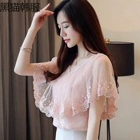 Áo sơ mi chiffon ngắn tay mùa hè của phụ nữ ăn mặc 2018 phong cách mới lưới ren trên quần áo siêu ngọt ngọt tính khí nhỏ áo sơ mi áo công sở đẹp