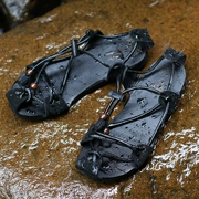 2018 Xiang Trung Quốc phong cách của nam giới thường dép da cá tính retro dép da dây rút điều chỉnh giày bãi biển
