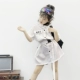 Áo sơ mi nữ mùa hè 2019 mới dành cho trẻ em Hàn Quốc thời trang in ngắn tay giữa dài tay có thắt lưng thủy triều - Áo sơ mi