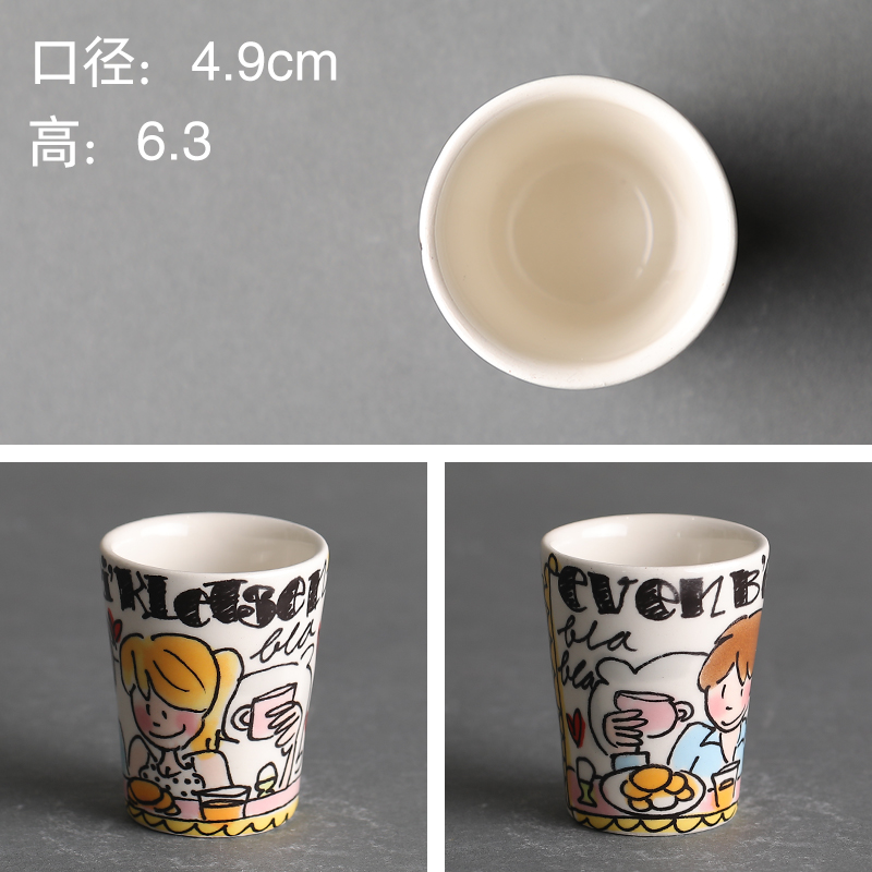Cartoon Wine Cup (Egg Tray)BLOND ceramics tableware Netherlands ma'am household Large medium , please Mug Hand painted bitter cups Capping cup coffee cup cover