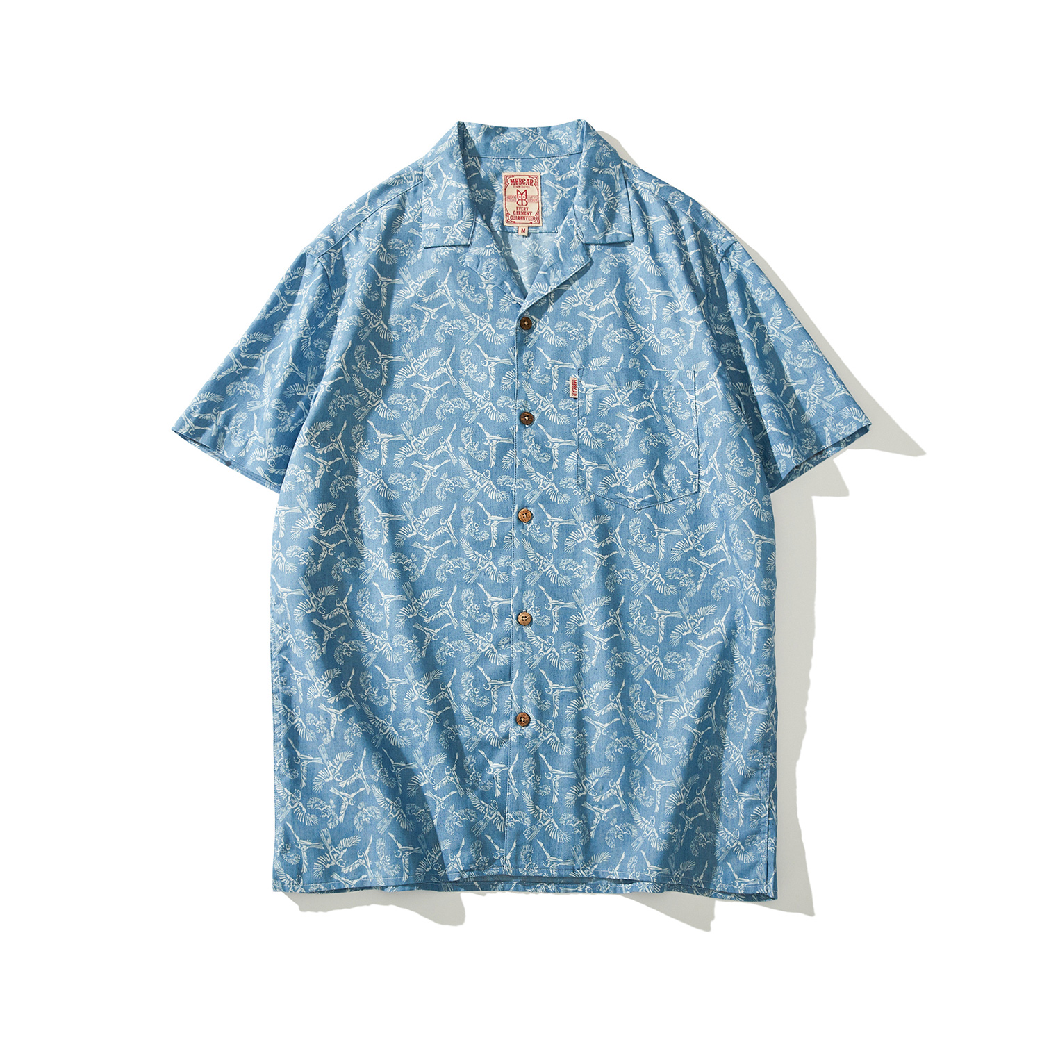 Blue 9115literature Retro  MBBCAR Original design American style leisure time Amekaji Hawaii Short sleeve shirt