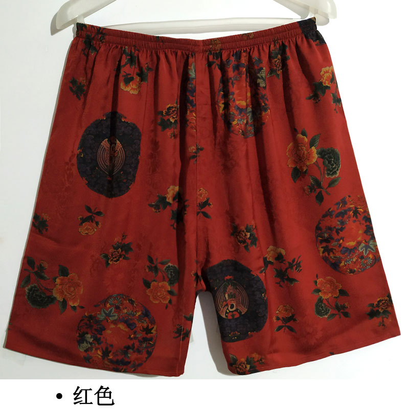 Redreal silk shorts male summer Thin Pyjamas female Home Furnishing Half pants easy mulberry silk flower Beach pants Big size Large underpants