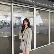 Mùa thu mới Hàn Quốc phiên bản của sang trọng lỏng mỏng áo len trùm đầu ăn mặc retro bất thường một từ váy váy nữ