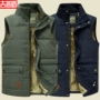 Áo vest nam cộng với nhung dày ấm áp nhiều túi vest mùa đông trung niên vest vai bố cotton vest vest trung niên áo khoác mùa đông nam