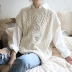Mùa xuân 2019 phiên bản Hàn Quốc mới của áo len dệt kim cổ tròn lỗ cổ áo trong đoạn văn dài áo len xoắn retro - Vòng cổ áo len Vòng cổ áo len