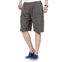 Quần cotton nam trung niên hè giản dị buông lơi XL sâu eo cao 5 điểm quần thun cotton co giãn quần vải nam