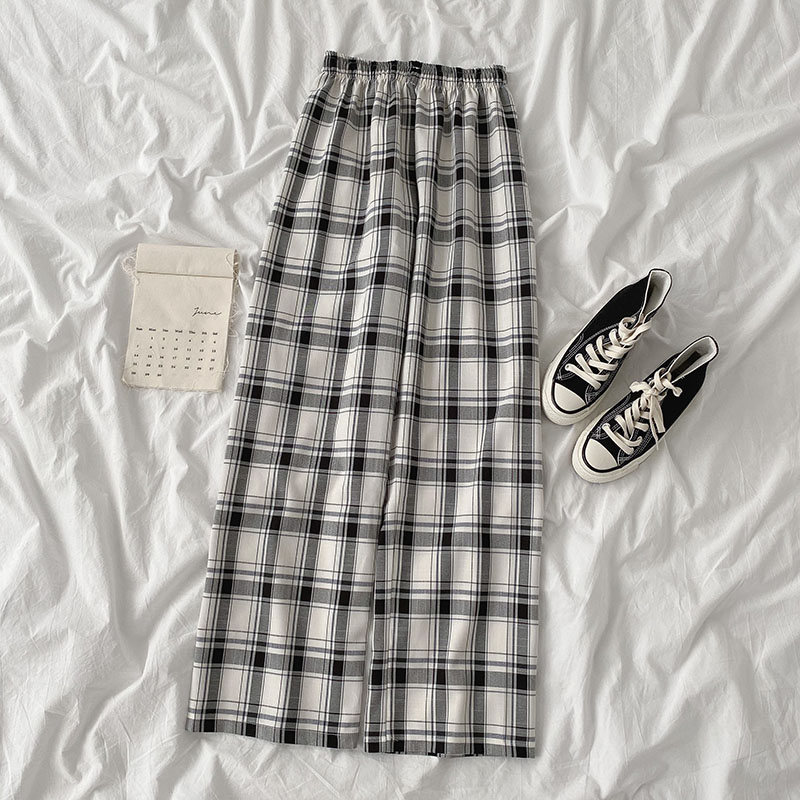 Number Onelattice Casual pants 2021 Spring and summer new pattern Women's wear Korean version Tightness High waist easy Versatile Wide leg pants trousers