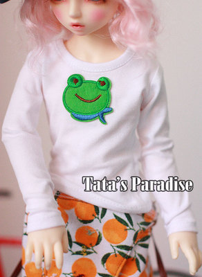 taobao agent 4 points and 3 points Uncle giant baby bjd.mdd baby jacket top, bottom T white round neck long sleeves [Little Frog]