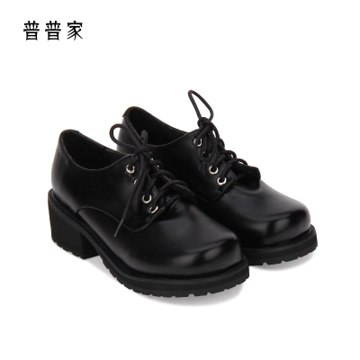 taobao agent 2020 new PUNK slope and COS anime student JK uniform shoes lace punk versatile thick bottom women's shoes 9618