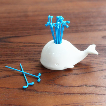 大鱼海棠鲸鱼喷泉水果叉套装 创意动物鲸鱼水果签