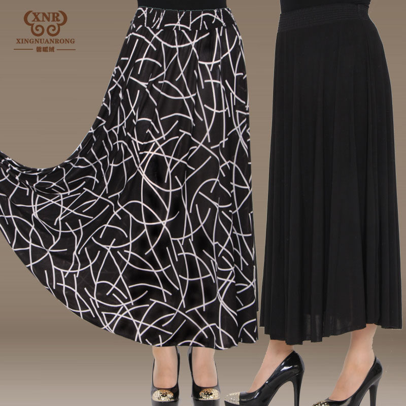 2018 trung niên váy mùa hè thời trang mẹ nạp đàn hồi eo váy kích thước lớn phụ nữ trung niên của khiêu vũ váy váy