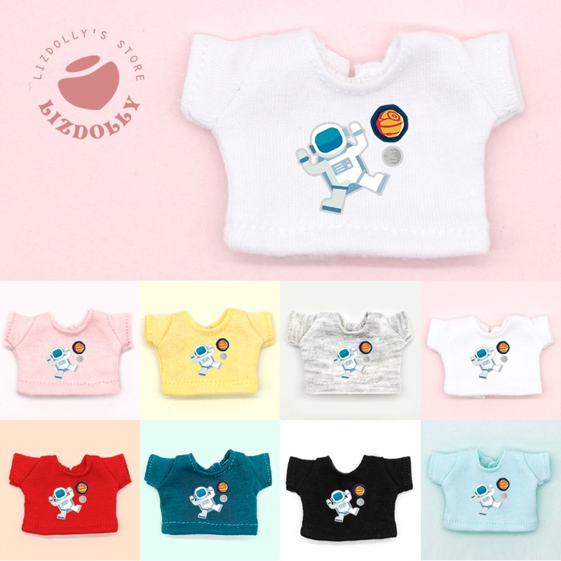 Printed T-shirt [Astronaut & 39]ob11 【 printing Short sleeve daily T-shirt 】 gsc Plastid Zhongbu bjd Baby Little cloth molly Meijie pig clothes