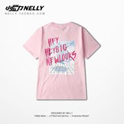 Mỹ đường phố t-shirt spoof tide thương hiệu fake pocket lưới may nam giới và phụ nữ casual hip hop ngắn tay t-shirt những người yêu thích mùa hè ăn mặc