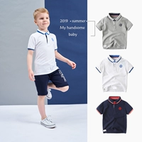 0691 trẻ em màu rắn 2019 ve áo mùa hè hạt màu trắng POLO áo sơ mi cotton tươi tay ngắn một nửa tay áo T - Áo thun quần áo trẻ em nam