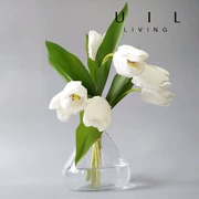 Hoa tulip trắng tinh khiết cao mô phỏng hoa giả dưỡng ẩm cảm thấy thật sống bàn bàn trang trí hàng đầu hoa lụa - Trang trí nội thất