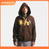 Хитрон Барроу Броун с капюшоном плюс бархатный кардиганский свитер печать Y2K Street Мужчины и женщины с длинными рукавами с длинными рукавами