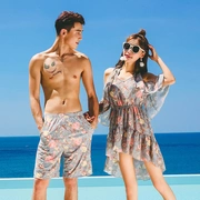 Bộ đồ bơi nữ ba mảnh Bộ bikini Khu nghỉ dưỡng bãi biển Đặt ngực nhỏ Tập hợp Spa Tuần trăng mật Quần nam - Quần bãi biển