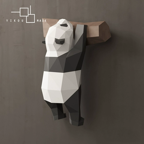 3D Геометрическая панда свинг -стена декоративная стена -Симпатичная и смешная страна с сокровищницей