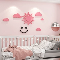 Милое трехмерное украшение для детской комнаты для спальни на стену, детский макет для кровати, настенные розовые наклейки, облако, в 3d формате