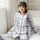 [Shoot 2 Limin] Đồ ngủ nữ mùa xuân và mùa hè dài tay cotton gạc váy ngủ cotton cotton Nhật Bản dịch vụ nhà hai mảnh phù hợp - Bộ Pajama